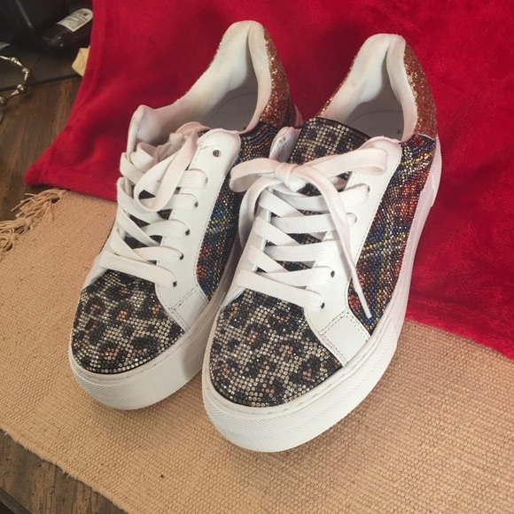 Betsey Johnson all over rhinestones sneakers! Animal print! Great for any look! - Picture 5 of 5